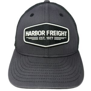 Harbor Freight Trucker Hat Gray Black One Size Mesh Back Snapback HFT Patch